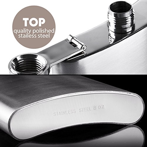 innislink Edelstahl Flachmann , Design Taschenflachmann Taschenflasche Flachmann 8 oz. ( 227 ml ) Mini-Trichter Stylische-Trinkflasche , Silber - 3