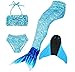 Produktbild Superstar88 Mädchen Cosplay Kostüm Badebekleidung Meerjungfrau Shell Badeanzug 3pcs Bikini Sets Tolle Geschenksidee ! (140, Arctic Blue)