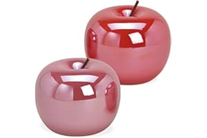 MATCHES21 HOME & HOBBY matches21 - Set di 2 mele decorative in ceramica, diametro 9 cm, colore: rosa brillante