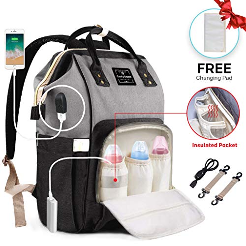 Preisvergleich Produktbild ComfyDegree Baby Wickelrucksack Wickeltasche, Multifunktionale Wasserdichte Babytasche für Mama und Papa, Oxford Windelrucksack mit USB-Ladeanschluss, Kinderwagengurte, Wärmetaschen Reisetasche