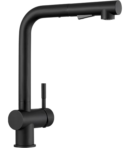 Robinet De Cuisine Bächlein Noir Mat - Mitigeur Pivotant 360° - Bec Extensible - Design Solide