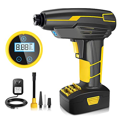 NWOUIIAY Kompressor Luftpumpe Elektrische Auto Tragbare 150PSI 35L/MIN für Reifen mit hinterleuchtetem LCD-Digitalbildschirm Beleuchtung Multifunktion für PKW-Motorräder