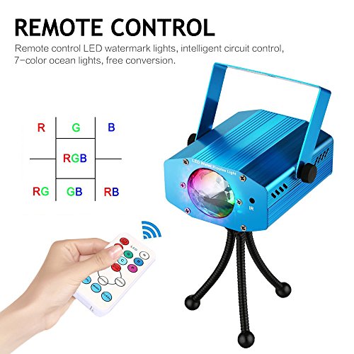 Partylicht LED DiscoLicht Beleuchtung, Ubegood Partylicht Wasser Wave Ripple Effect Bühne Licht Lampe- 7 Farbe RGB Led Effekt DJ Licht Diskokugel Lampe für Disco, Geburtstag party, Weihnachten, Halloween, Karaoke,Club (mit Fernbedienung) – Blau - 5