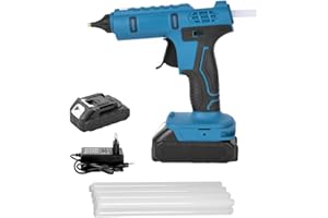 EBKCQ Pistolet à Colle Chaude Sans Fil, 100W Pistolet Colle Chaude avec Batterie, Chargeur, 10 Bâtons de Colle, Pistolet Colle 11mm Chauffage Rapide, pour Réparation Artisanat DIY Maison Bricolage