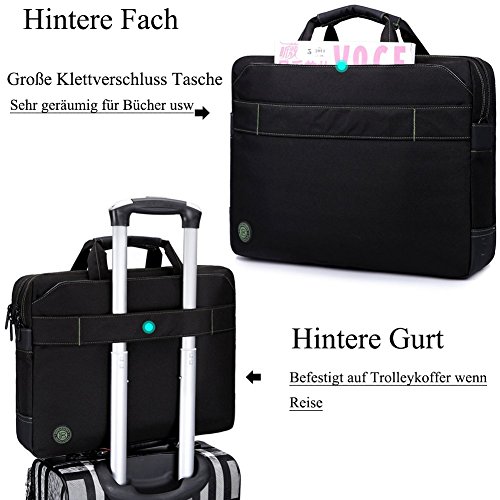 BRINCH Laptop Tasche, Nylon Gewebe Messenger Bag 17,3 Zoll leicht Henkeltasche Stoßfest Umhängetasche mit Schulterriemen für 17 – 17,3 Zoll Laptop / Notebook / MacBook / Ultrabook / Chromebook,Schwarz-Grün - 5