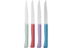 Opinel - Coffret 4 Couteaux de Table Bon Appétit+ Glam - Lame Denture Velours Inox - Manche Confort - Fabrication Française - Bleu Canard, Violet, Sauge, Grenat