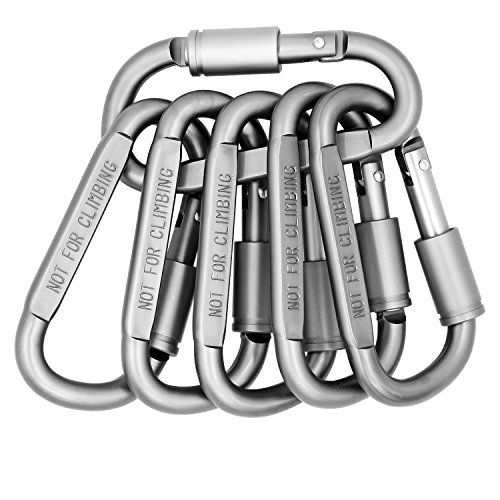 Utmury Karabiner Schlüsselanhänger Karabinerhaken mit Schraubverschluss,Aluminium Legierung Haken D-Ring Haken Außen (nicht zum Klettern)(6 Stück)