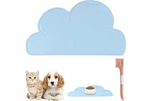 VEITEIBE Mat de Silicone pour Bols de Nourriture pour Animaux de Compagnie, sans Glissement, Etanche et Facile à Nettoyer, 48x27 cm (Bleu) - Adapté Aux Chiens, Aux Chats et Autres Animaux de Compagnie