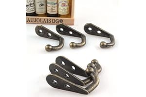 Volunx 10 PCS Coat Hooks Bronze Vintage Wall Mounted Cast Antique Hook Door with Screws Clothes Hangings Keys Hat Towels Size 3cm High, 2cm Deep