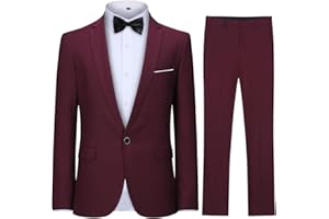 Allthemen Abito da Uomo 2 Pezzi Slim Fit Wedding Tuxedo Suit Giacca Monopetto Pantalone Formale da Lavoro