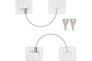 TECDW 2 Piezas Cerradura para Puerta de Frigorífico, Cierres Seguridad para Niños y Bebés, con 2 llaves, Candado Nevera Autoadhesivas para Armarios, Cajones, Neveras y Congeladores (Blanco)