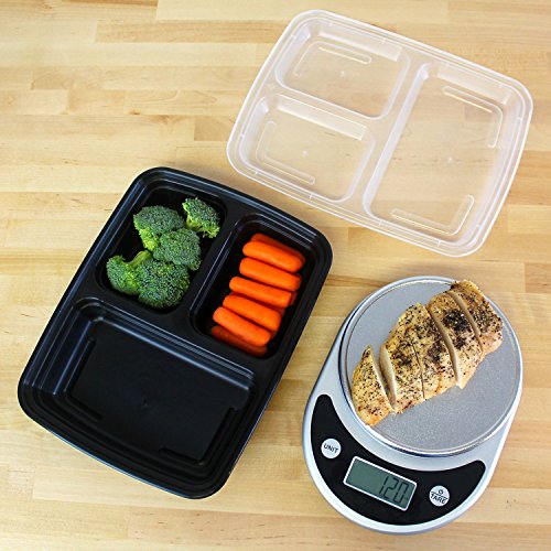 Freshware 15 3-compartments Bento Lunch Box Set mit Deckel, 32 oz 15er-Pack schwarz - 4