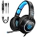 Produktbild Gaming Headset für PS4 PC Xbox One, Tenswall Professional 3.5mm Surround Sound Rauschunterdrückung Kopfhörer mit Buntes LED Licht (Blau)