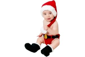 URFEDA Weihnachten Baby Neugeborene Fotokleidung, Niedlich Baby Stricken Kostüme Fotografie Requisiten, Baby Mädchen Jungen Fotoshooting Accessoires, Baby Foto Requisiten Outfits für 0-6 monate, Rot