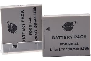 DSTE DE Batería de repuesto NB-4L DSTE compatible con Canon PowerShot SD1100 is SD1400 TX1 ELPH 100 HS 330 VIXIA Mini IXUS 90 i5 i7 izoom S5 WA60 TX1 DS4 110 100 is cámara