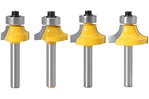 Gasea 4PCS Fraise à Arrondir à Bois Carbure Routeur de Arrondi Coin Rayon de Coupe 3.18mm, 4.76mm, 6.35mm, 7.92mm Fraise Quart Arrondi Bordure Routeur Bits Menuiserie Outil