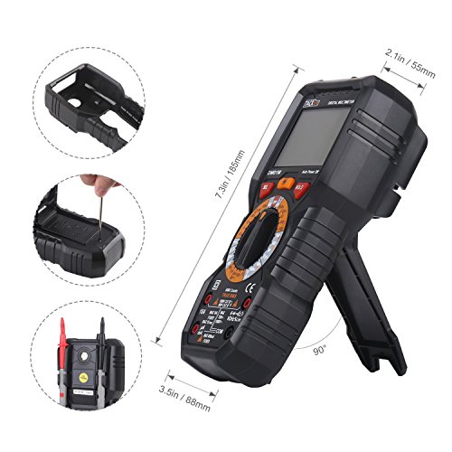 Tacklife DM01M Advanced Version Digital Multimeter Multi Tester mit 6000 Counts, True RMS, 1000V Non Contact Voltage, Temperatur, Live Wire, Beep Kontinuität Test mit hintergrundbeleuchtetem groß LCD anwendbar für DIY(Schwarz/Rot) - 3
