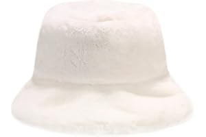 Malaxlx Winter Faux Fur Furry Bucket Hat Fluffy Fuzzy Warm Hat Plush Fisherman Hat for Women Teens Girls