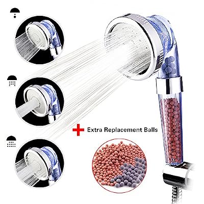 Austor ionique filtre pour pomme de douche à main levée, Spray Douchette 3 voies avec lot de 2 supplémentaires de remplacement Ion Boule minéral