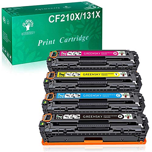 GREENSKY 4 paquetes cartucho de tóner compartible de reemplazo para HP 131X CF210X CF211A CF212A CF213A para HP LaserJet Pro 200 Color M251n Color M276n M251nw M276nw (No ajuste para M254nw)