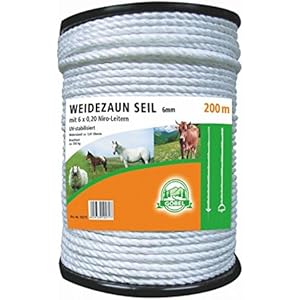Göbel Weidezaun Elektroseil 200m 8mm 6 x 0,40 Niroleiter 1,20 Ohm/m winterfest lange Lebensdauer