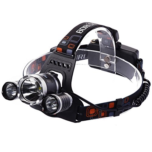 Glighone wiederaufladbare LED Helm Licht Kopf Taschenlampe mit 4 Modi, 3 * XM-L T6 LED Focus Wasserdichte Scheinwerfer Taschenlampe für Wandern Camping Jagd Klettern Radfahren Angeln im Freien Licht - 4