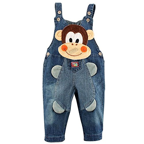 ZOEREA Baby Boy Girl Dungarees Jeans Jumpsuit Monkey Animal Overalls Frederik NB SO DNM WR Jumpsuit Boys Jean Body Igor Quality Clothing Children Dungarees-stone Washed Breeches Breeches Blue Toddler (Size 85cm)