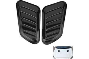 WeFoonLo Decorative Car Air Flow Intake Cover Universal Hood Scoop Body Kit, 2 Pack Cars and Trucks Vent Accessories ABS Exterior Glossy Sticker (Black)