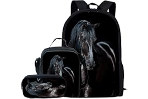 Kuiaobaty Set di cartelle 3 in 1 per ragazze e ragazzi con borsa per il pranzo, astuccio per la scuola secondaria