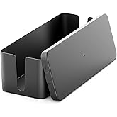 deleyCON Kabelmanagement Box Kabel Organizer Box Kabelkasten 40,5cm x 15,3cm x 13cm Robuster Kunststoff 2 Seitliche Kabelführ