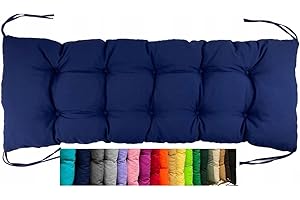 Olenka Coussin de Banc de Jardin Siègen Patio Meuble d'Extérieur intérieur terrasse Balcon Porche (120 x 50 x 8 cm, Bleu Marine)