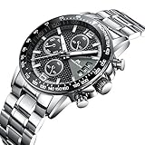 Herren Edelstahl Uhren Männer Chronograph Sport Wasserdicht...