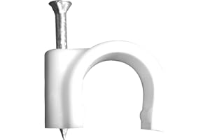 Zenitech - Pack de 20 Ganchos de Fijación Ø5 mm - Blanco - Fijación Segura con Clavos para Hormigón - Ideal para Cables de TV y Conducciones Eléctricas - Para Instalaciones Múltiples