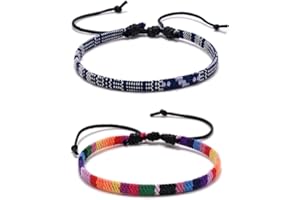 SURALIN 2 Pezzi Cavigliera da Surfista Cavigliera da Donna Cavigliera da Surfista Bracciale Etnico Impermeabile Regolabile Bracciali Intrecciati Fatti a Mano Unisex(A)