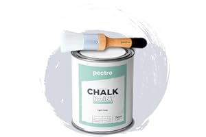 ‎PECTRO PACK Kreidefarbe für möbel 750ml + Malerpinsel speziell für Chalk Paint - Möbellack Natürlicher Kreideeffekt - Farbe für Holz (HELLGRAU)