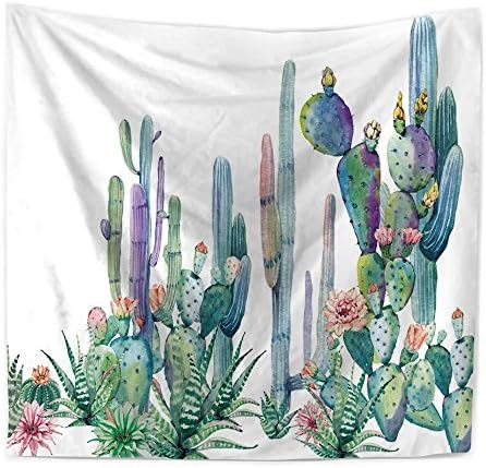 Wall Hanging Tapestry, Hippie Hippy Tapestries, Watercolor Multi-meat botanical cactus Printing Home Tapestry, Cotton Handmade Bedsheet,sofa cover, Bedding Bedspread, Picnic Beach Sheet, Table Cloth, Decorative Wall Hanging,150*130cm