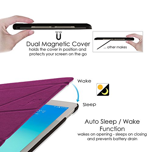 Forefront Cases® Neue Origami Leder Hülle / Tasche / Case / Cover für Samsung Galaxy Tab A 9.7 SM-T550 (Mai 2015) – Rundum-Geräteschutz und intelligente Auto-Sleep-Wake-Funktion mit 3-JAHRES-GARANTIE VON FOREFRONT CASES – inkl. Eingabestift und Displayschutz - 5
