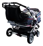 Sunnybaby 850120519 Kinderwagen-Einkaufsnetz für Zwillingswagen mit Sichtschutz, schwarz