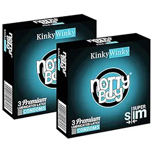 NOTTY BOY SuperSlim Plain Extra Thin Ultra Thin Condom For Men - 6 Count (Pack of 2)