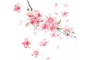 FACULX Lot de 2 autocollants en vinyle pour voiture, moto, décoration d'intérieur Motif fleurs de cerisier Rose