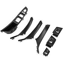 Set Maniglia Interna Copertura Interruttore Nero 7 Pezzi Per BMW 5