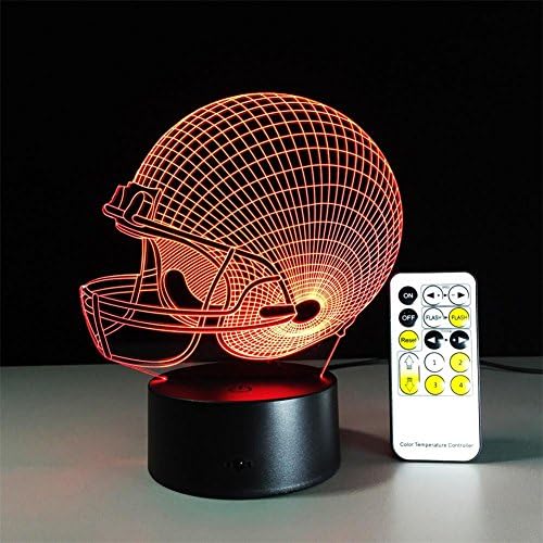 DREAM LAMP 3D Illusion Lamp Touch Remote Control Decor Lights Optical Visual LED Night Light House Desk Office Decor Xmas kids Gift(Rugby Cap/Tooth) , A