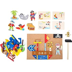 small foot 10226 Hammer game "Pirates" made of wood, cork floor with motives of the pirates for hammering, from 6 years on