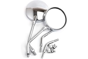 ‎EVOMOSA Motorrad Seitenspiegel Chrom Runde Rückspiegel für Motorrad Roller ATV Cafe Racer Bobber Chopper