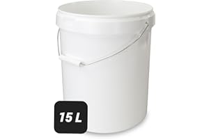 ‎TREVENDO Trevendo 15 Litre Bucket with Lid and Metal Handle, Food Safe, Airtight, Stable, Stackable, Empty Bucket for Safe Storage, Includes Trevendo Label