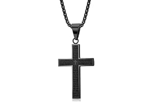 Tsathoggua Collier avec pendentif en forme de croix pour homme et femme – Pendentif en forme de croix avec chaîne en acier titane de 3 mm de large – 60 cm – Pièce classique et polyvalente