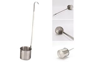 MOOUK Mestolo da vino in acciaio inox, 500 ml, con gancio lungo manico per vino, contenitore per versare mestolo