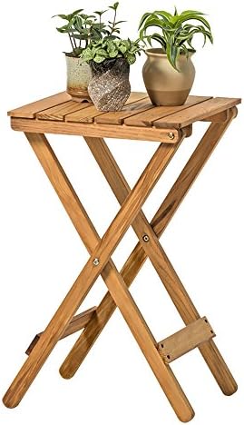 Piontth Europe Simplicity Solid Wood Folding Flower Rack Outdoor Small Folding Table For Living Room Balcony Cafe ( Color : Wood color )