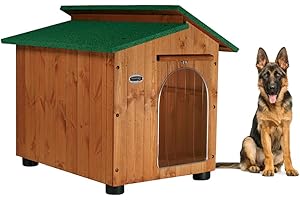 ORIGINAL LEGNO Achetez à l'usine Niche en Bois pour Chiens d'Extérieur Renforcée Cadeau Rideau Fabriqué en Italie Modèle Alpi Taille D - Berger Allemand 90x110xH95