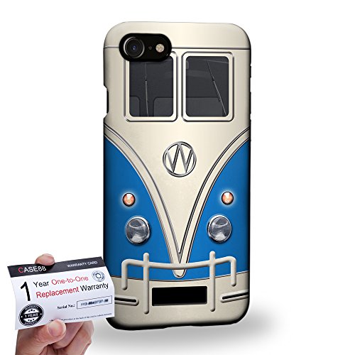 Case88  Apple iPhone 7  4 7    3D impresa Carcasa Funda dura para   Tarjeta de garant  a - Art Fashion Blue Retro Bus Mini Van 1200
